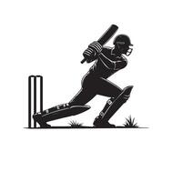 Kricket Spieler Silhouette. Kricket Schlagmann anders Umfang Silhouette Illustration. Kricket Spieler Logo vektor