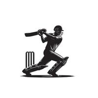 Kricket Spieler Silhouette. Kricket Spieler Schlagmann anders Umfang Silhouette Illustration. Kricket Spieler Logo vektor