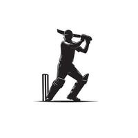 Kricket Spieler Silhouette. Kricket Schlagmann anders Umfang Silhouette Illustration. Kricket Spieler Logo vektor