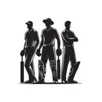 Kricket Spieler Silhouette. Kricket Schlagmann anders Umfang Silhouette Illustration. Kricket Spieler Logo vektor