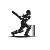 Kricket Spieler Silhouette. Kricket Spieler Schlagmann anders Umfang Silhouette Illustration. Kricket Spieler Logo vektor