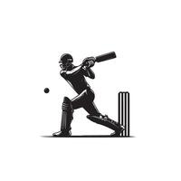 Kricket Spieler Silhouette. Kricket Schlagmann anders Umfang Silhouette Illustration. Kricket Spieler Logo vektor