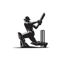 Kricket Spieler Silhouette. Kricket Spieler Schlagmann anders Umfang Silhouette Illustration. Kricket Spieler Logo vektor