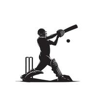 Kricket Spieler Silhouette. Kricket Schlagmann anders Umfang Silhouette Illustration. Kricket Spieler Logo vektor