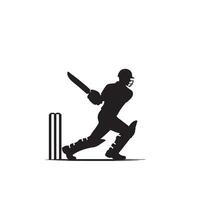 Kricket Spieler Silhouette. Kricket Schlagmann anders Umfang Silhouette Illustration. Kricket Spieler Logo vektor