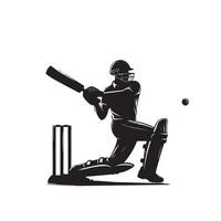 Kricket Spieler Silhouette. Kricket Spieler Schlagmann anders Umfang Silhouette Illustration. Kricket Spieler Logo vektor