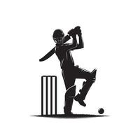 Kricket Spieler Silhouette. Kricket Spieler Schlagmann anders Umfang Silhouette Illustration. Kricket Spieler Logo vektor