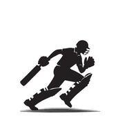 Kricket Spieler Silhouette. Kricket Spieler Schlagmann anders Umfang Silhouette Illustration. Kricket Spieler Logo vektor