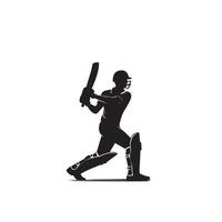 Kricket Spieler Silhouette. Kricket Schlagmann anders Umfang Silhouette Illustration. Kricket Spieler Logo vektor