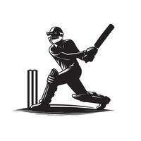 Kricket Spieler Silhouette. Kricket Schlagmann anders Umfang Silhouette Illustration. Kricket Spieler Logo vektor