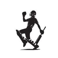 Kricket Spieler Silhouette. Kricket Spieler Schlagmann anders Umfang Silhouette Illustration. Kricket Spieler Logo vektor