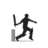 Kricket Spieler Silhouette. Kricket Schlagmann anders Umfang Silhouette Illustration. Kricket Spieler Logo vektor