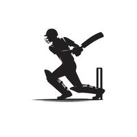 Kricket Spieler Silhouette. Kricket Schlagmann anders Umfang Silhouette Illustration. Kricket Spieler Logo vektor