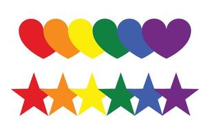 lgbt Herz und Star Flagge, Regenbogen Farbe Liebe Symbol, Stolz Monat im Juni, Illustration. vektor