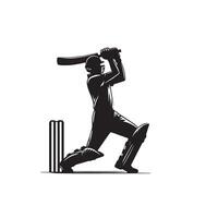 Kricket Spieler Silhouette. Kricket Schlagmann anders Umfang Silhouette Illustration. Kricket Spieler Logo vektor