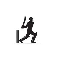 Kricket Spieler Silhouette. Kricket Schlagmann anders Umfang Silhouette Illustration. Kricket Spieler Logo vektor