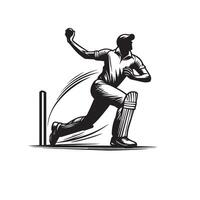 Kricket Spieler Silhouette. Kricket Spieler Schlagmann anders Umfang Silhouette Illustration. Kricket Spieler Logo vektor