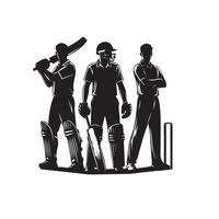 Kricket Spieler Silhouette. Kricket Spieler Schlagmann anders Umfang Silhouette Illustration. Kricket Spieler Logo vektor