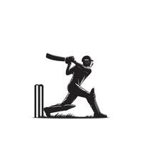 Kricket Spieler Silhouette. Kricket Schlagmann anders Umfang Silhouette Illustration. Kricket Spieler Logo vektor