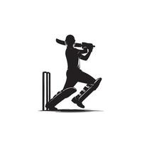 Kricket Spieler Silhouette. Kricket Spieler Schlagmann anders Umfang Silhouette Illustration. Kricket Spieler Logo vektor