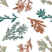 abstrakt wild Pflanzen und Blumen nahtlos Muster. botanisch Ornament von kontinuierlich Linie Zeichnung. Blumen- Design. vektor