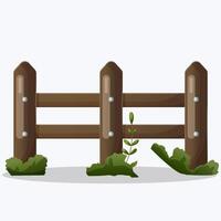 hölzern Zaun mit Grün Klettern Pflanzen vektor
