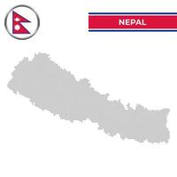 gepunktet Karte von Nepal mit kreisförmig Flagge vektor
