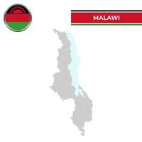 gepunktet Karte von Malawi mit kreisförmig Flagge vektor