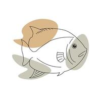 Fisch einer Linie Kunst skizzieren Zeichnung Illustration vektor