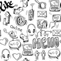 Seamless doodle sociala medier mönster bakgrund vektor