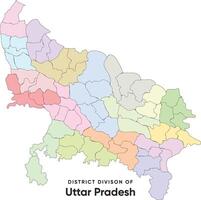 hoch Qualität administrative und politisch Karte von Zustand uttar Pradesh im Norden Indien, mit Grenzen Bezirke. Farben zum Awadh, braj, kannauj, bundeli und tasche Sprachen von oben Hochschule vektor