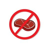 kein Fleischzeichen-Symbol, Vegetarier, Rindfleisch-Frischfleisch-Informationskampagne flache Illustration in weißem Hintergrund editierbarer Vektor