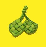 ketupat är en riskaka inuti palmträd i ramadan traditionell matsymbol koncept tecknad illustration vektor