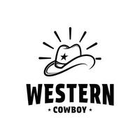 logotyp hatt cowboy Västra texas stjärna design begrepp aning vektor