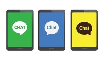 variation chat app logotyp gränssnitt laddningsskärm, chatt och messenger applikation mobil smartphone platt illustration mockup redigerbar vektor