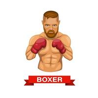 boxare, boxning fighter atlet sport karaktär koncept i tecknad illustration vektor isolerad i vit bakgrund