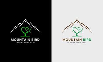 berg kulle ikon, fågel logotyp , fågel kulle naturlig modern djur- företag begrepp mall vektor