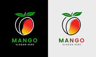 mango logotyp ikon, röd grön mango, naturlig färsk juice mango grafisk design prov vektor