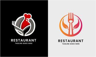 restaurang logotyp ikon prov kök matlagning mat knivar rostad kött frukost vektor