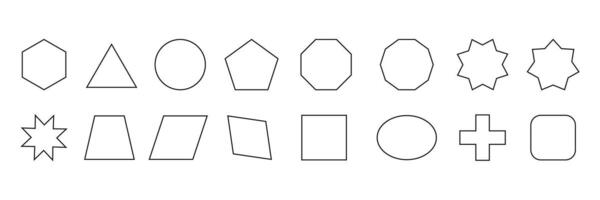 geometrisk form ikon uppsättning. grundläggande geometrisk symbol samling. svart silhuett stor samling grundläggande siffror. vektor