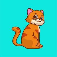 Cartoon-Tier-Design-Katze sitzt mit seitlichem Gesicht niedliches Maskottchen-Logo vektor