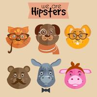 Samling av hipster tecknade karaktärsdjur