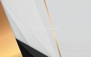 modern abstrakt schwarz Weiß und golden Luxus Linien Hintergrund vektor