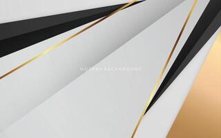 modern abstrakt schwarz Weiß und golden Luxus Linien Hintergrund vektor