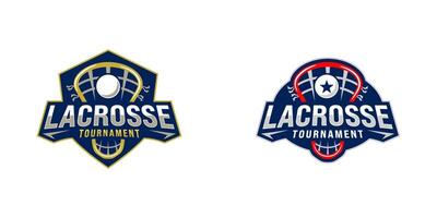 ein Eindämmung Emblem Logos zum ein Lacrosse Turnier vektor