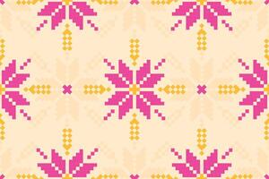 Stoff Blume Muster Kunst. geometrisch ethnisch nahtlos Muster im Stamm. Design zum Hintergrund, Hintergrund, Illustration, Stoff, Kleidung, Teppich, Textil, Batik, Stickerei. vektor