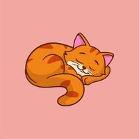 tecknad djurdesign sovande katt söt maskot logotyp vektor