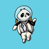 tecknad djurdesign astronaut panda söt maskot logotyp vektor