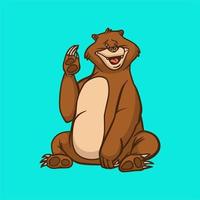 Cartoon-Tier-Design-Bär winkendes süßes Maskottchen-Logo