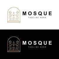 svart silhuett design av islamic plats av dyrkan enkel modern minimalistisk moské logotyp mall vektor